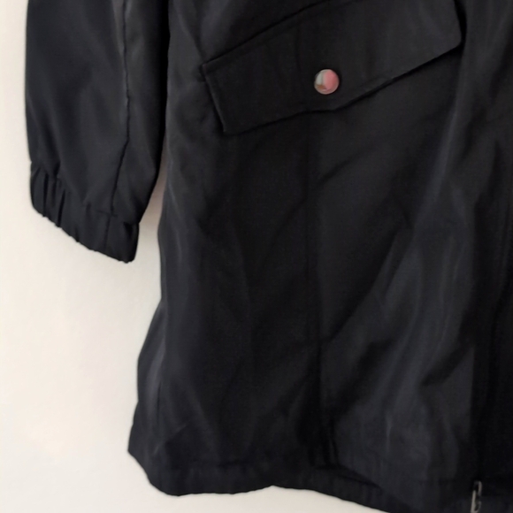 New Lucky Brand Long Black Rain Coat Windbreaker Jacket Packable Small - Picture 5 of 12
